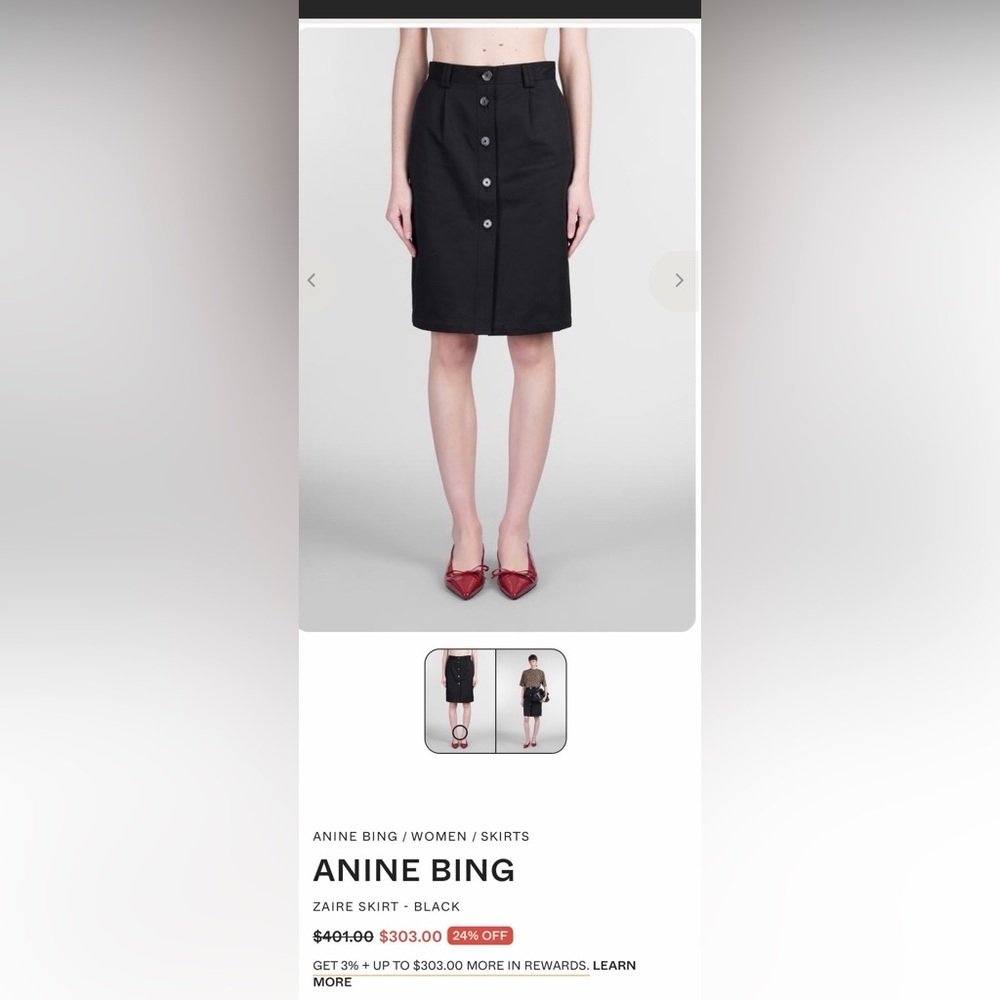 Anine Bing Black Button-Front Pencil Skirt
